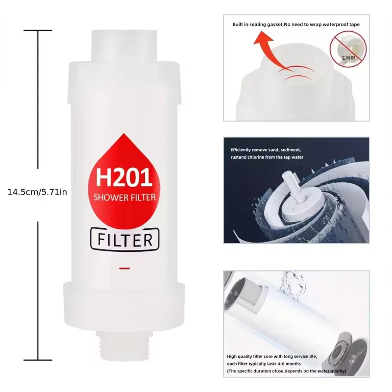 Shower Head Filter Bathroom Hard Water Filter Vitamin C Replacement Cartridge Remove Chlorine Fluoride Heavy Metals