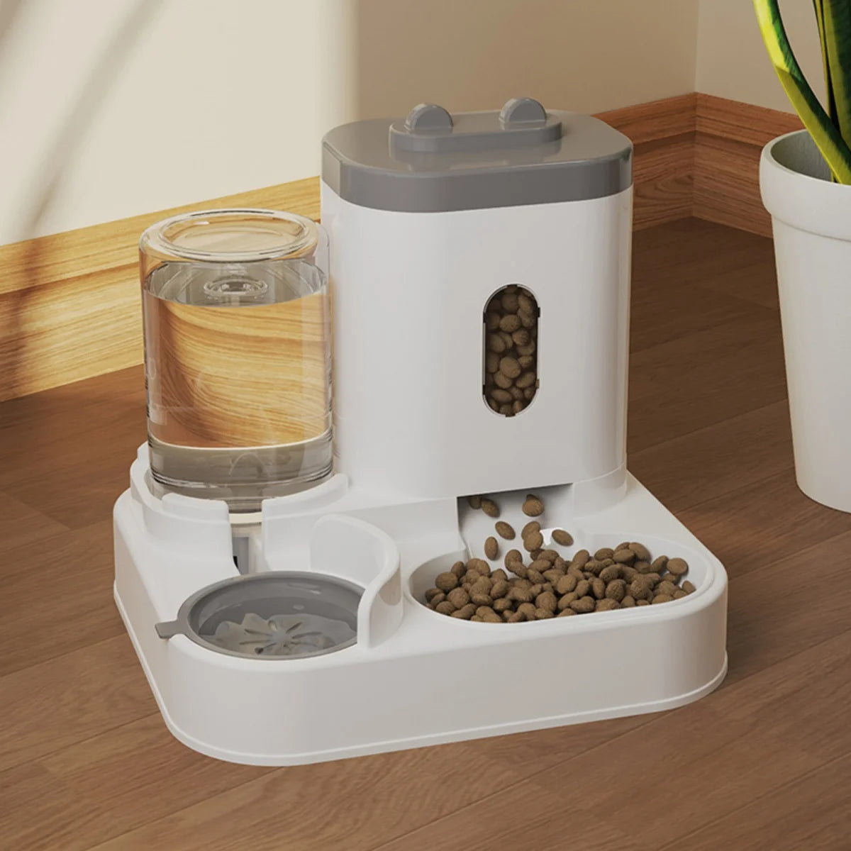 2In1 Pet Auto Food Feeder For Cat & Dog With Water Fountain Drink Bowl 3.3L