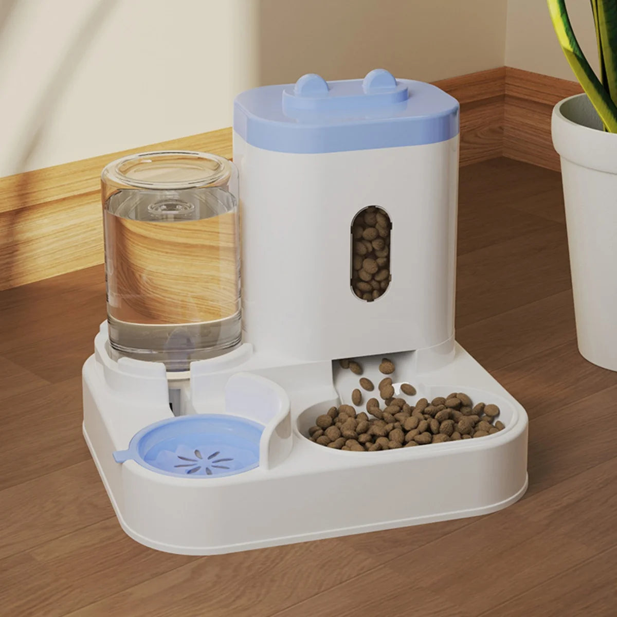 2In1 Pet Auto Food Feeder For Cat & Dog With Water Fountain Drink Bowl 3.3L