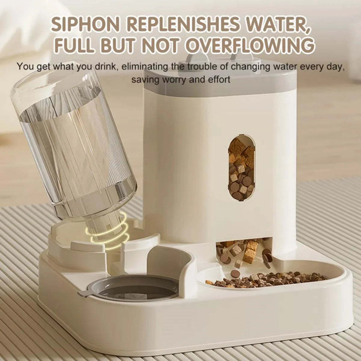 2In1 Pet Auto Food Feeder For Cat & Dog With Water Fountain Drink Bowl 3.3L